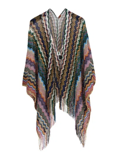 Missoni Poncho Poncho Multicolored With Zigzag Motif In Tech Fabric For Women