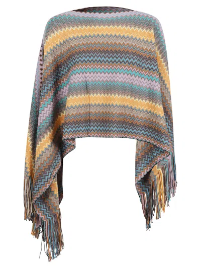 Missoni Poncho With Fringes In Multi