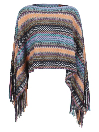 Missoni Chevron-pattern Fringed Cape In Multi
