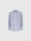 Missoni Poplin Cotton Shirt With Zigzag Pattern In Blue