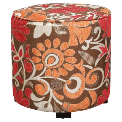 Pre-owned Missoni Post Modern Cylindrical Moroccan Pouf Upholstered Stool In Bold Colorful Fabric In Brown