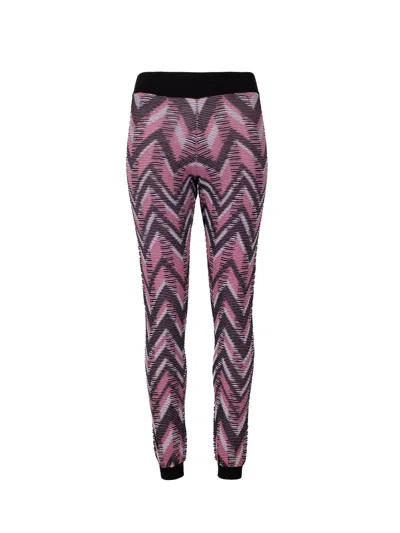 Missoni Print Ribbed Knit Leggings With Signature Zigzag Design For Women In Multicolor
