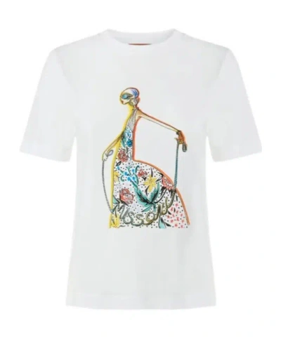 Missoni Cotton Jersey Crewneck T-shirt With Print And Logo In Multi
