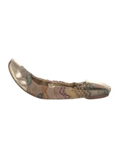 Pre-owned Missoni Printed Ballet Flats In Gold