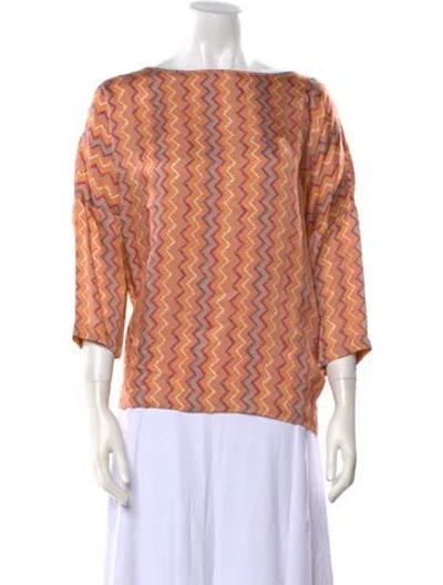 Pre-owned Missoni Printed Bateau Neckline Blouse In Orange