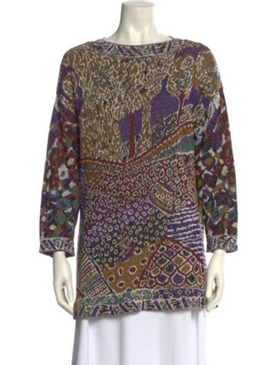 Pre-owned Missoni Printed Bateau Neckline Tunic In Neutral