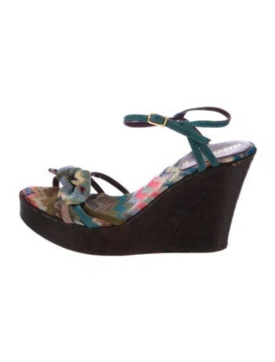 Pre-owned Missoni Printed Bow Accents Sandals In Blue