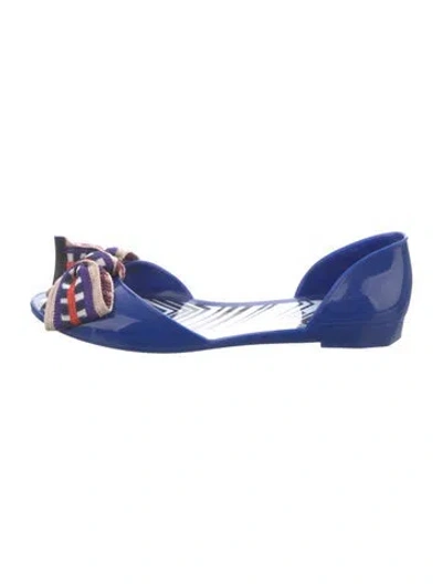 Pre-owned Missoni Printed Bow Accents Slides In Blue