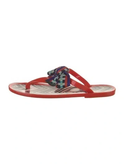Pre-owned Missoni Printed Bow Accents Slides In Multi