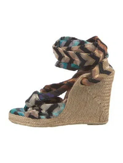 Pre-owned Missoni Printed Braided Accents Espadrilles In Blue