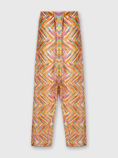 Missoni Printed Cotton And Silk Blend Trousers With Drawstring In Multicoloured