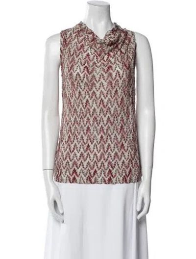 Pre-owned Missoni Printed Cowl Neck Blouse In Red