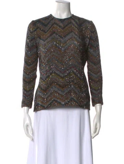 Pre-owned Missoni Printed Crew Neck Blouse In Multi