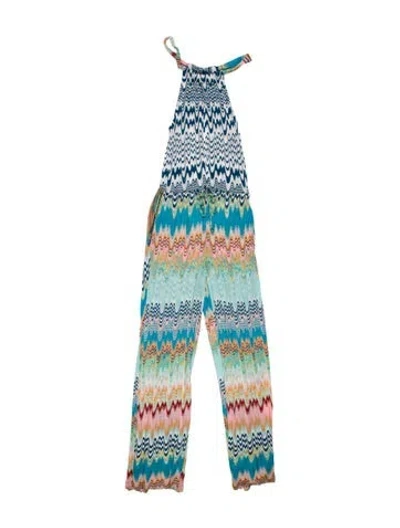 Pre-owned Missoni Printed Crew Neck Jumpsuit In Blue