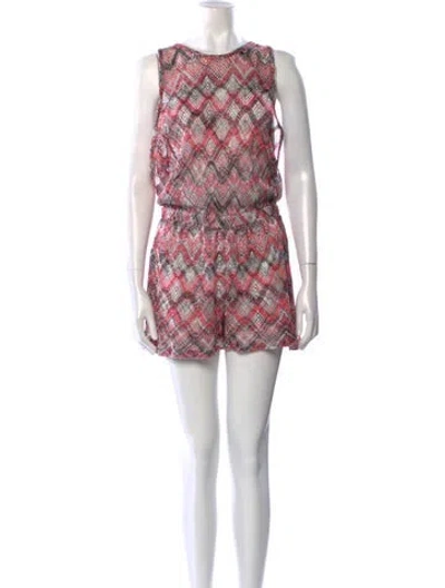 Pre-owned Missoni Printed Crew Neck Romper In Pink