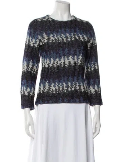 Pre-owned Missoni Printed Crew Neck Sweater In Blue