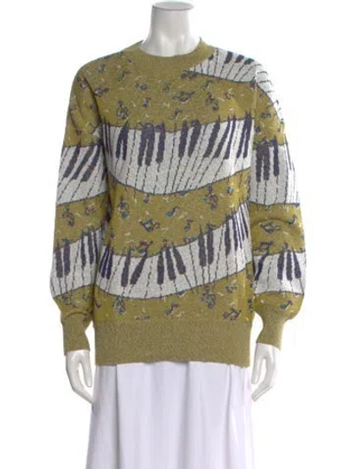 Pre-owned Missoni Printed Crew Neck Sweater In Green