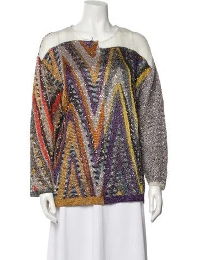 Pre-owned Missoni Printed Crew Neck Sweater W/ Tags In Gray