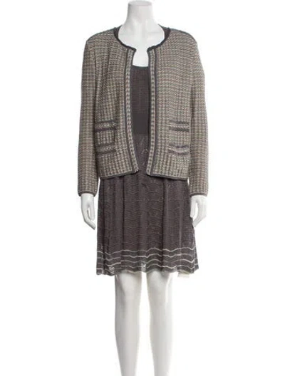 Pre-owned Missoni Printed Crochet Trim Dress Set In Gray