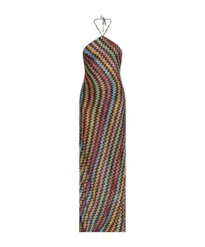 Missoni Zigzag-knit Halterneck Dress In Multi