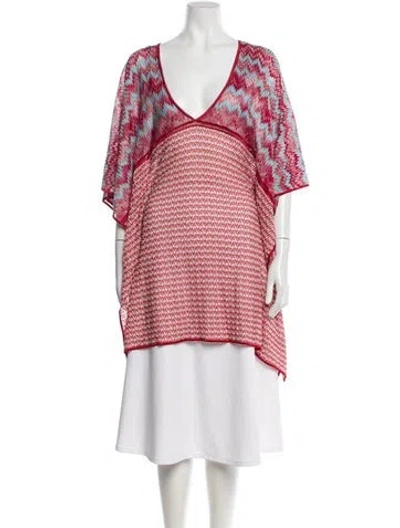 Pre-owned Missoni Printed Eyelet Trim Robe In Pink