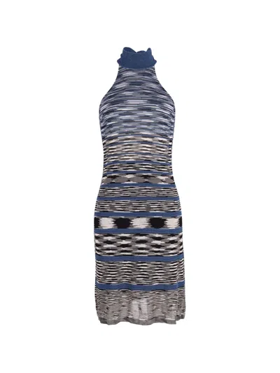 Pre-owned Missoni Printed Halter-neck Dress In Blue