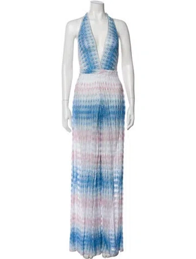 Pre-owned Missoni Printed Halterneck Jumpsuit In Blue