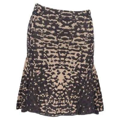 Missoni Printed Knee-length Mermaid Skirt In Black And Gold Cotton