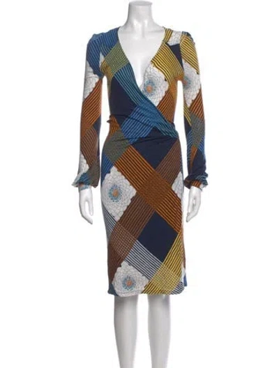 Pre-owned Missoni Printed Knee-length Dress In Blue