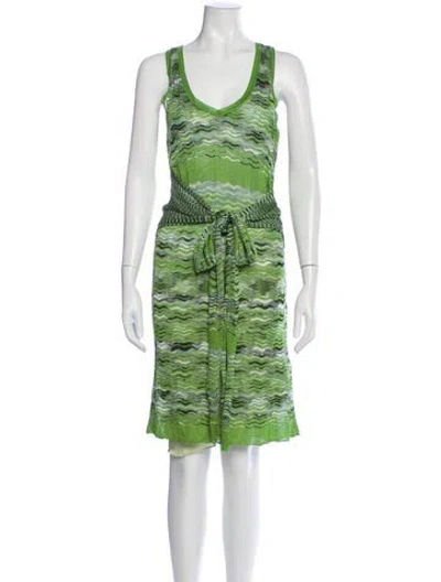 Pre-owned Missoni Printed Knee-length Dress In Green