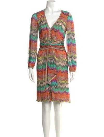 Pre-owned Missoni Printed Knee-length Dress In Neutral
