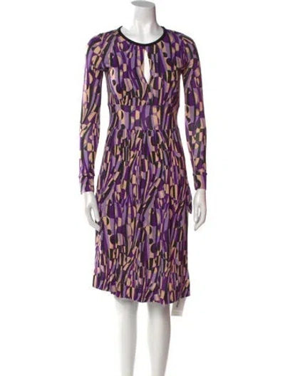 Pre-owned Missoni Printed Knee-length Dress In Purple