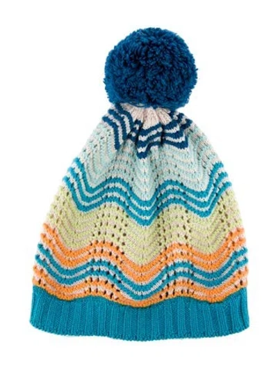 Pre-owned Missoni Printed Knit Hat In Blue