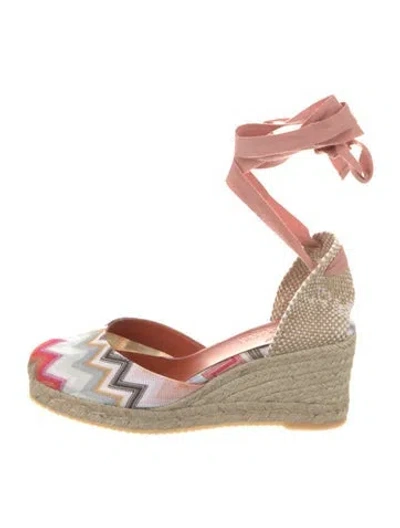 Pre-owned Missoni Printed Leather Trim Embellishment D'orsay Pumps In Pink