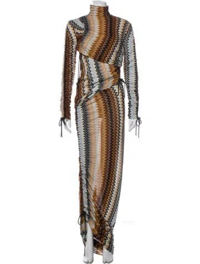 Pre-owned Missoni Printed Long Dress In Brown