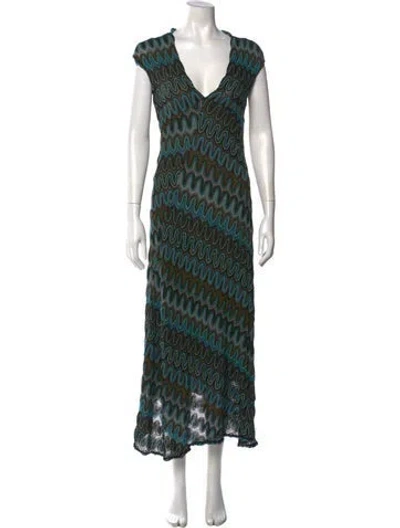 Pre-owned Missoni Printed Long Dress In Green