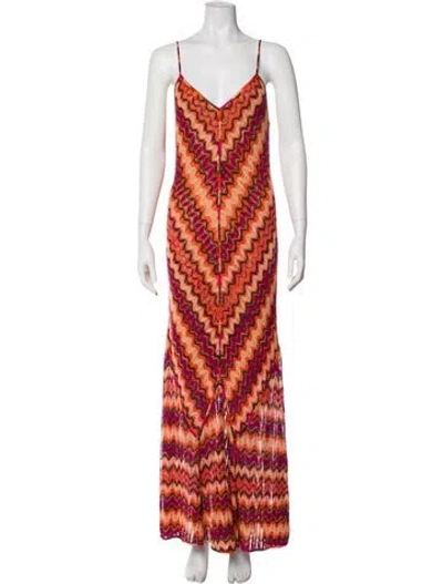 Pre-owned Missoni Printed Long Dress In Pink