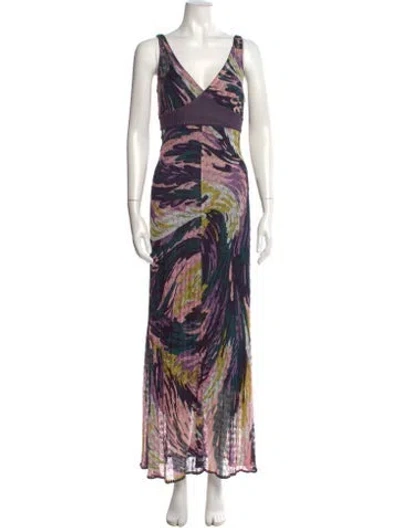 Pre-owned Missoni Printed Long Dress In Purple
