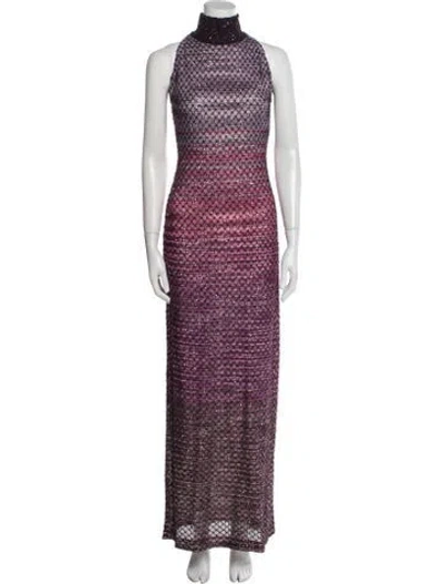 Pre-owned Missoni Printed Long Dress In Purple