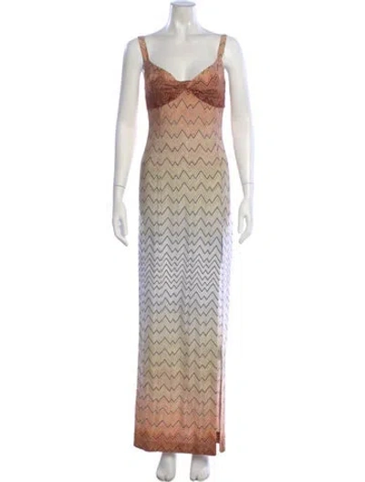 Pre-owned Missoni Printed Long Dress W/ Tags In Orange