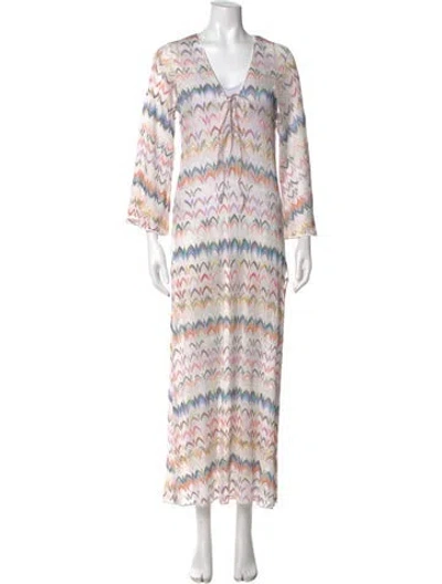 Pre-owned Missoni Printed Long Dress In White