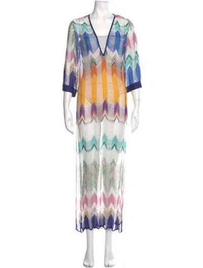Pre-owned Missoni Printed Long Dress In Yellow