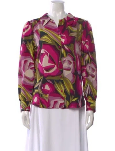 Pre-owned Missoni Printed Long Sleeve Blouse In Pink