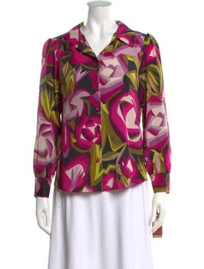 Pre-owned Missoni Printed Long Sleeve Blouse W/ Tags In Pink