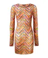Missoni Long-sleeved Dress In Printed Tulle In Brown