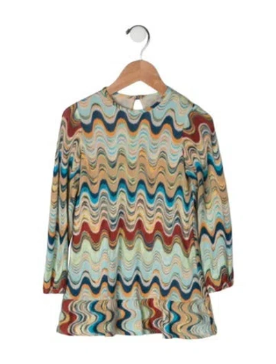 Pre-owned Missoni Babies' Printed Long Sleeve Dress In Neutrals