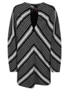 Missoni Black Chevron Viscose Mini Dress With Oversized Sleeves In Black/white