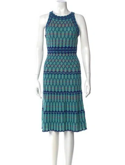 Pre-owned Missoni Printed Midi Length Dress In Blue