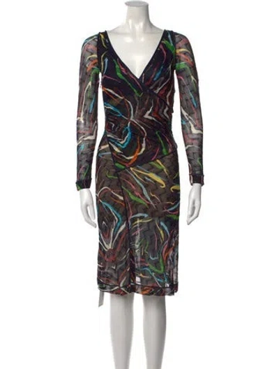 Pre-owned Missoni Printed Midi Length Dress In Blue