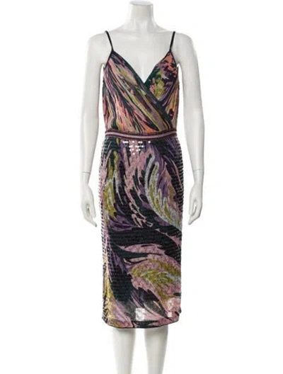 Pre-owned Missoni Printed Midi Length Dress In Purple